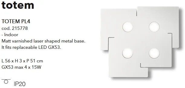 Plafoniera LED design modern TOTEM PL4 alb 215778