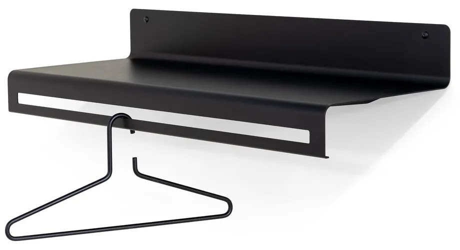 Cuier de perete negru cu raft din metal 78 cm Sway – Spinder Design