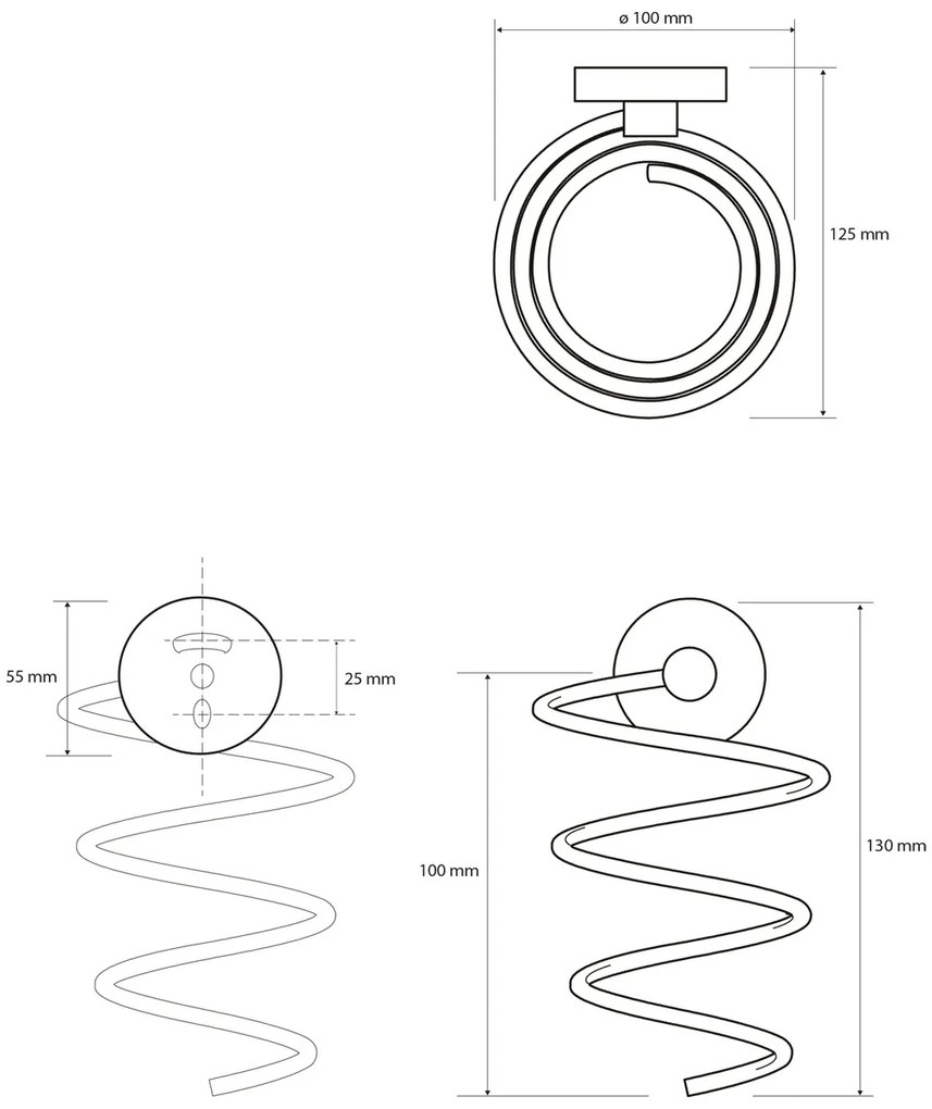 SAPHO XR002 Suport pentru uscător de păr X-Round,spirală, argintiu