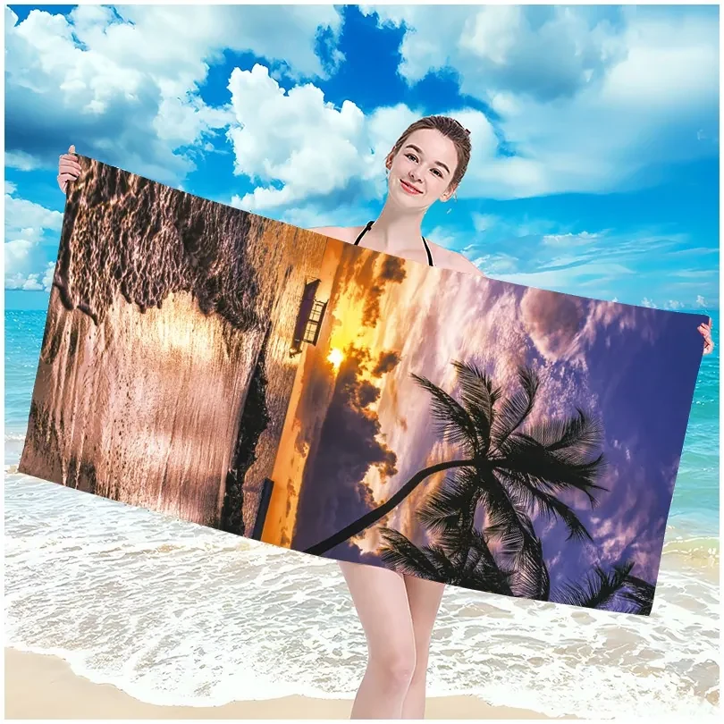 Prosop de plajă cu model apus de soare, 100 x 180 cm