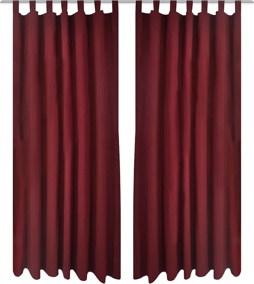 vidaXL Draperii micro-satin cu bride, 140 x 175 cm, bordo, 2 buc.