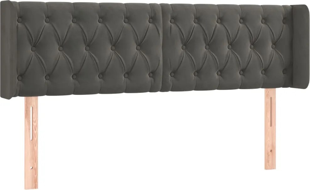 vidaXL Tăblie de pat cu aripioare gri închis 147x16x78/88 cm catifea