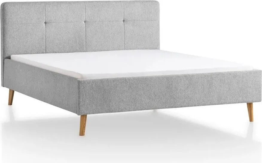 Pat matrimonial gri deschis tapițat fără somieră 140x200 cm Smart – Meise Möbel