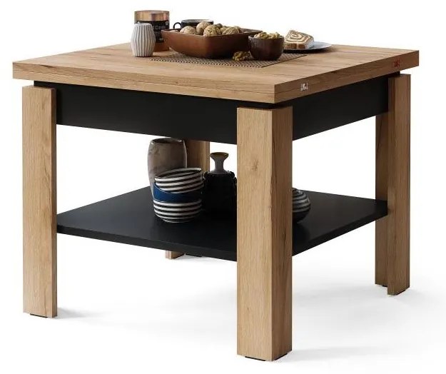 Măsuță de cafea pliabilă cu raft LIA stejar/negru