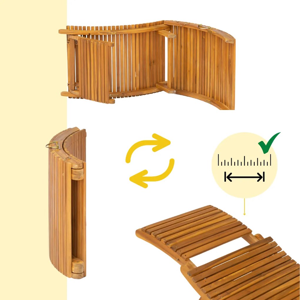 Șezlong de grădină FLORIDA, pliabil, 57x190x51cm, natur maro Casaria