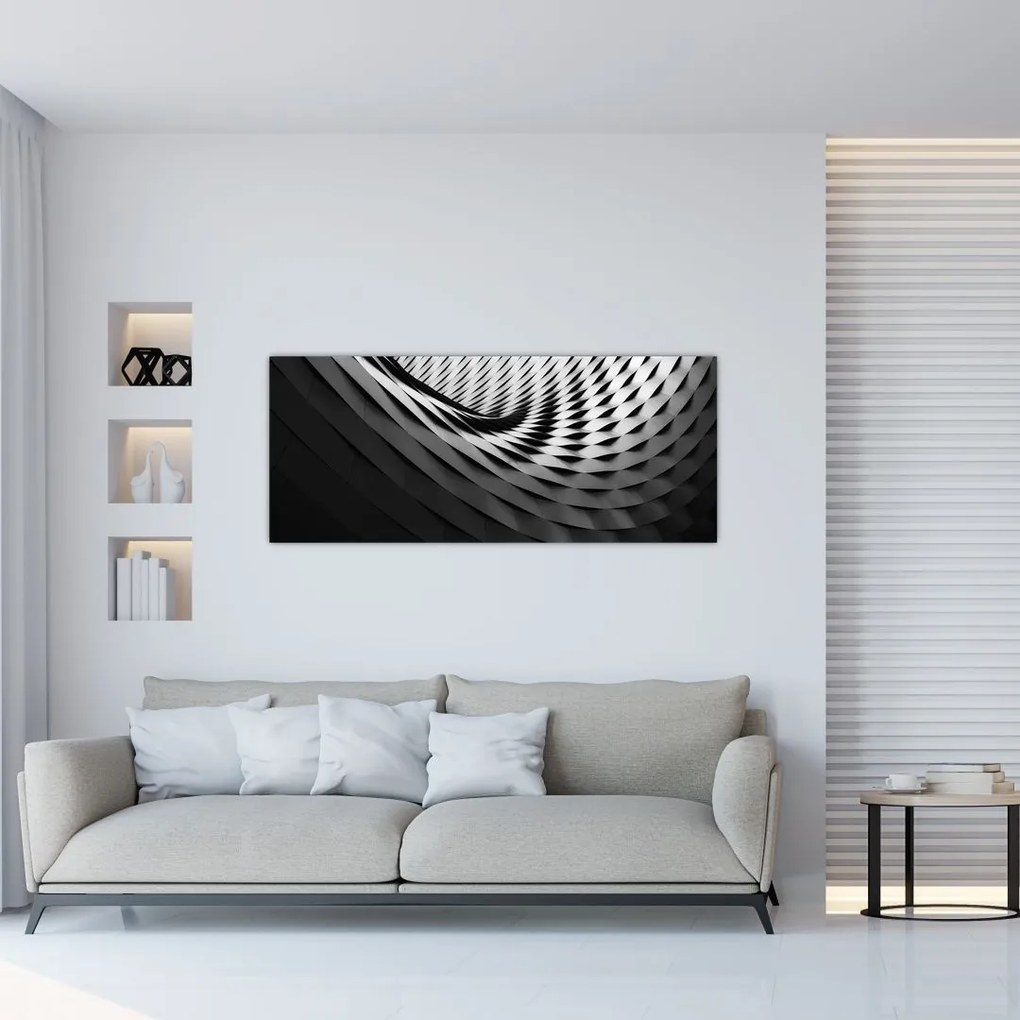 Tablou abstract - spirală alb neagră (120x50 cm), în 40 de alte dimensiuni noi