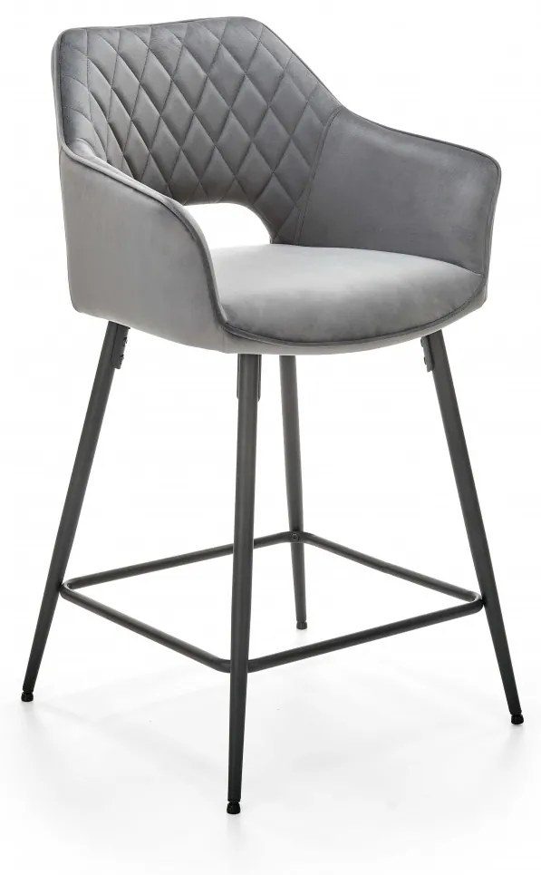 Scaun de bar H107 velvet gri