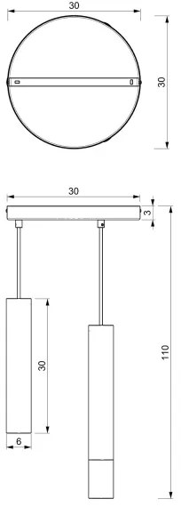 Lustră pe cablu RAITO 3xGU10/8W/230V alamă