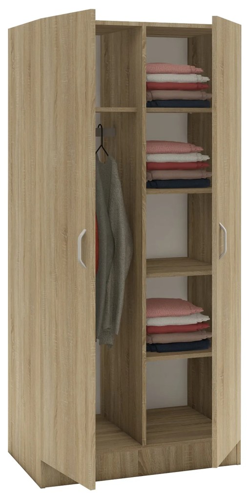 Dulap Remi, 2 Usi, cu polite, Stejar Sonoma, 80 x 51 x 170 cm