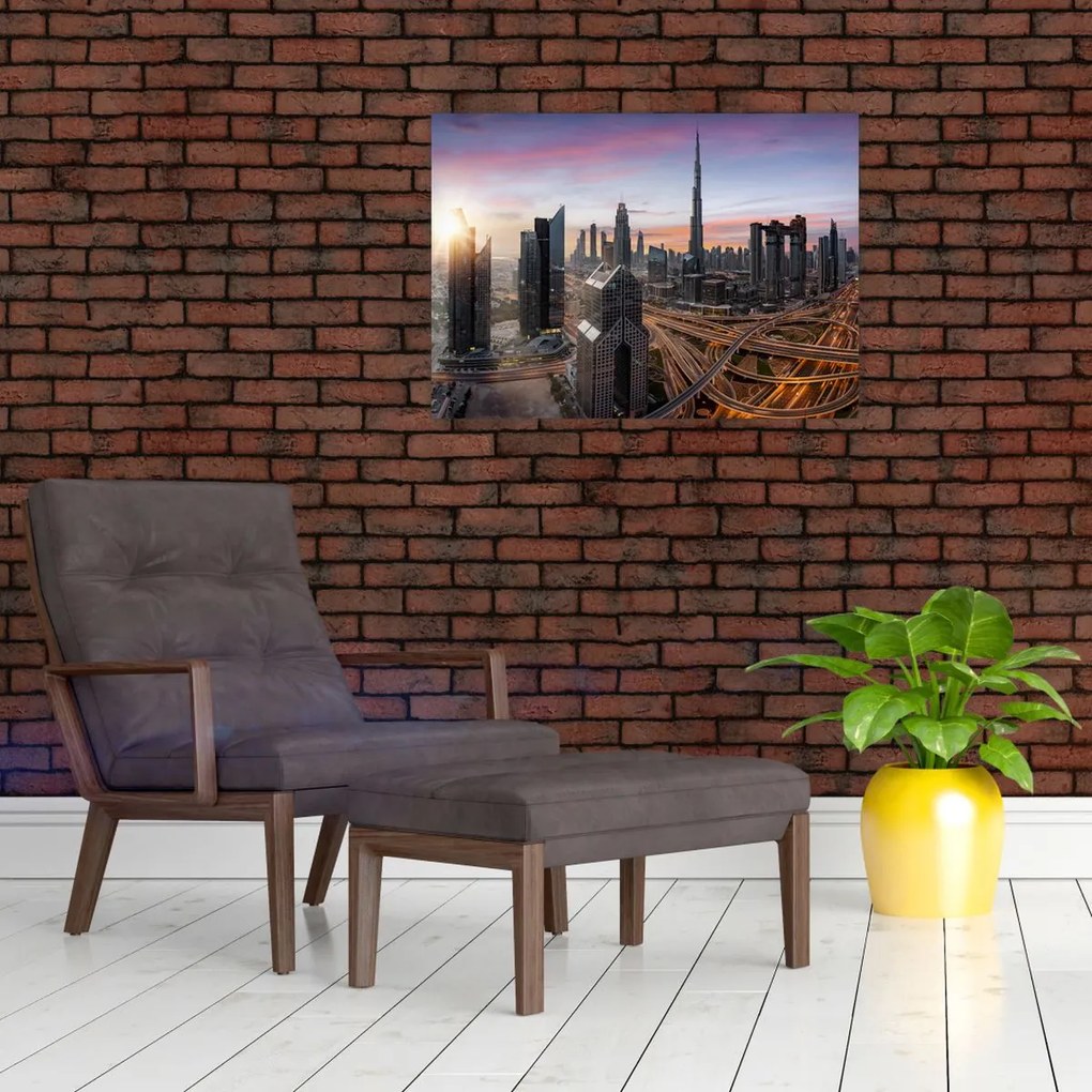 Tablou pe sticlă - Panorama din Dubai (70x50 cm)