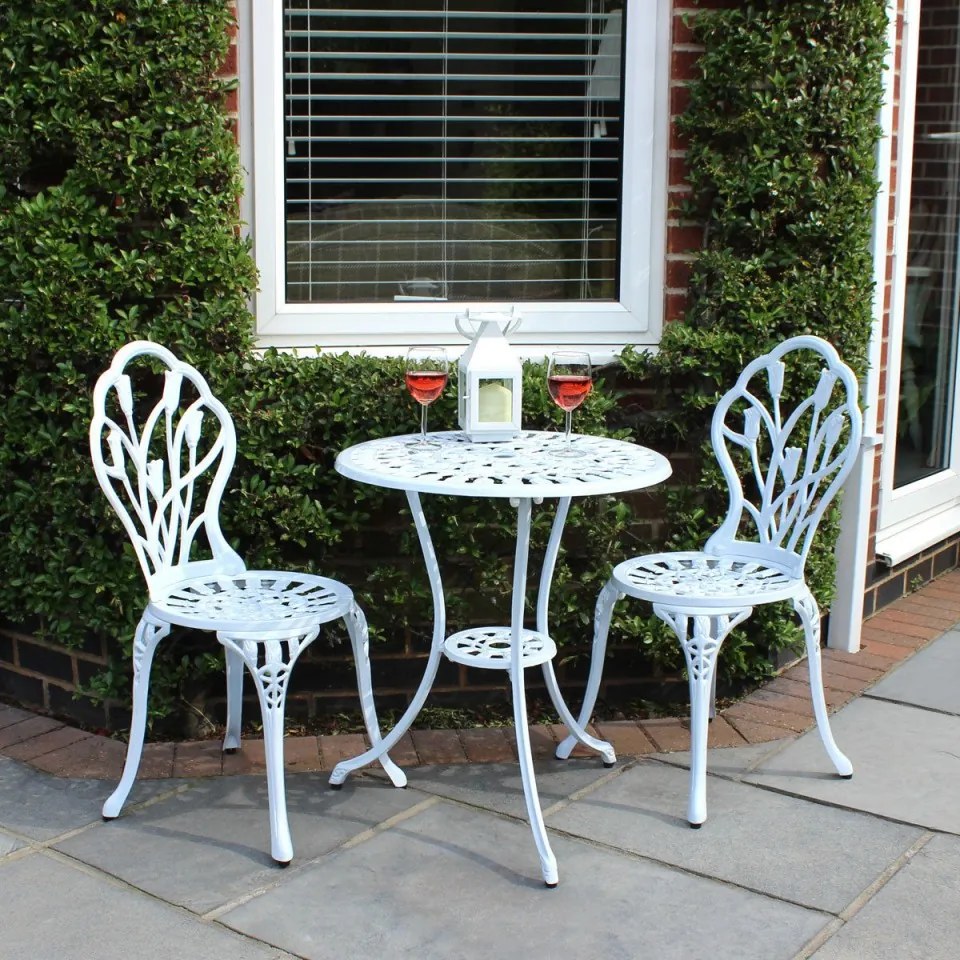 SEGA201 - Set Masa si scaune gradina, terasa, balcon, bistro - Alb