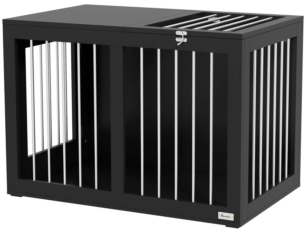 PawHut Cușcă pentru Câini Cușcă pentru Câini Transport Cușcă, 2 Uși, Blocabile, Grilaj de Oțel, 80 cm x 50 cm x 56,5 cm, Negru | Aosom Romania
