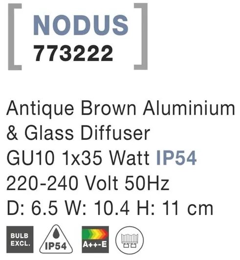 Aplica perete ambientala de exterior IP54 NODUS maro antic NVL-773222