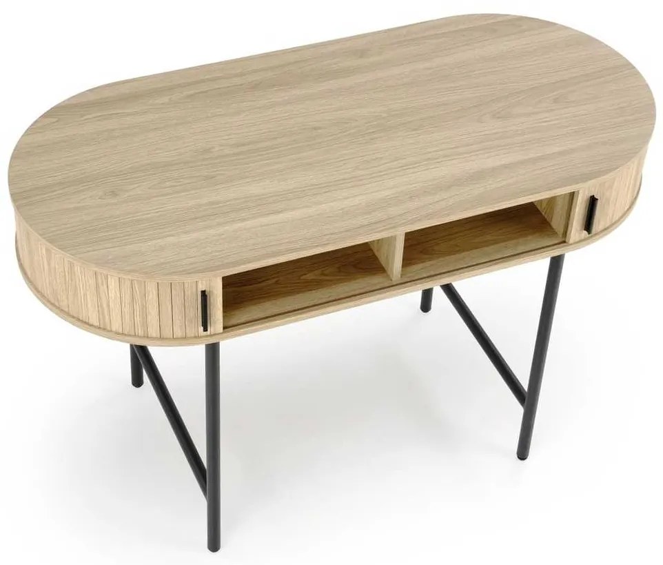 Birou Sebby, lemn natural / negru