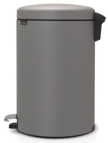 Cos de gunoi cu pedala Brabantia NewIcon 1001091, 20 L, Inchidere lina, Baza antiderapanta, Acoperit cu minerale, Gri