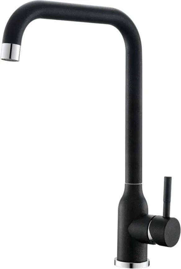 Baterie bucatarie monocomanda Inter Ceramic finisaj negru-granit mat