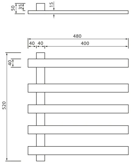 Sapho - Uscător electric pentru prosoape ELCOR, 63 W/230 V, 48 x 52 cm, negru mat