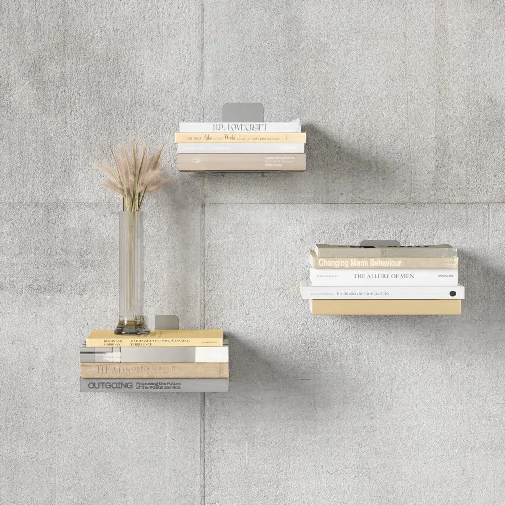Rafturi argintii 3 buc. din metal 14 cm Conceal – Umbra