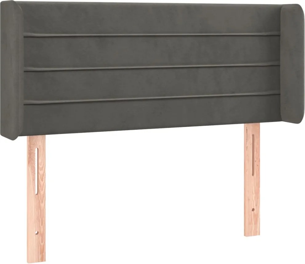 vidaXL Tăblie de pat cu aripioare gri închis 103x16x78/88 cm catifea