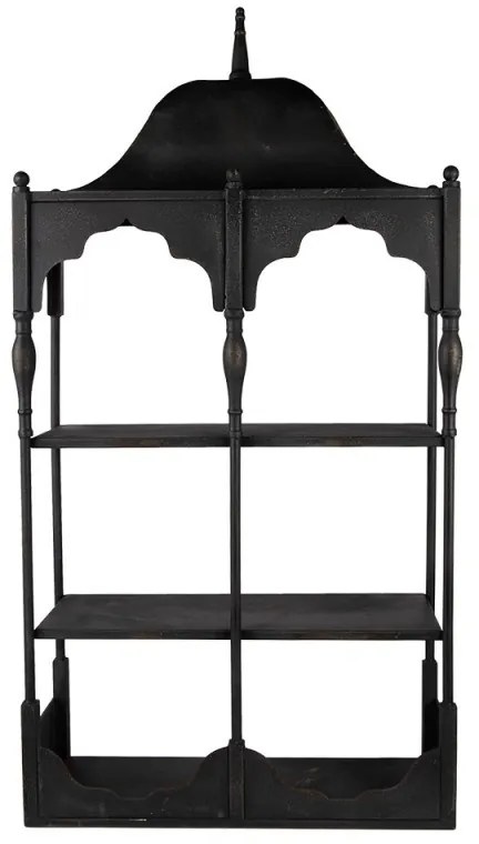 Etajera de perete, neagra, din metal, cu 2 rafturi, Bica