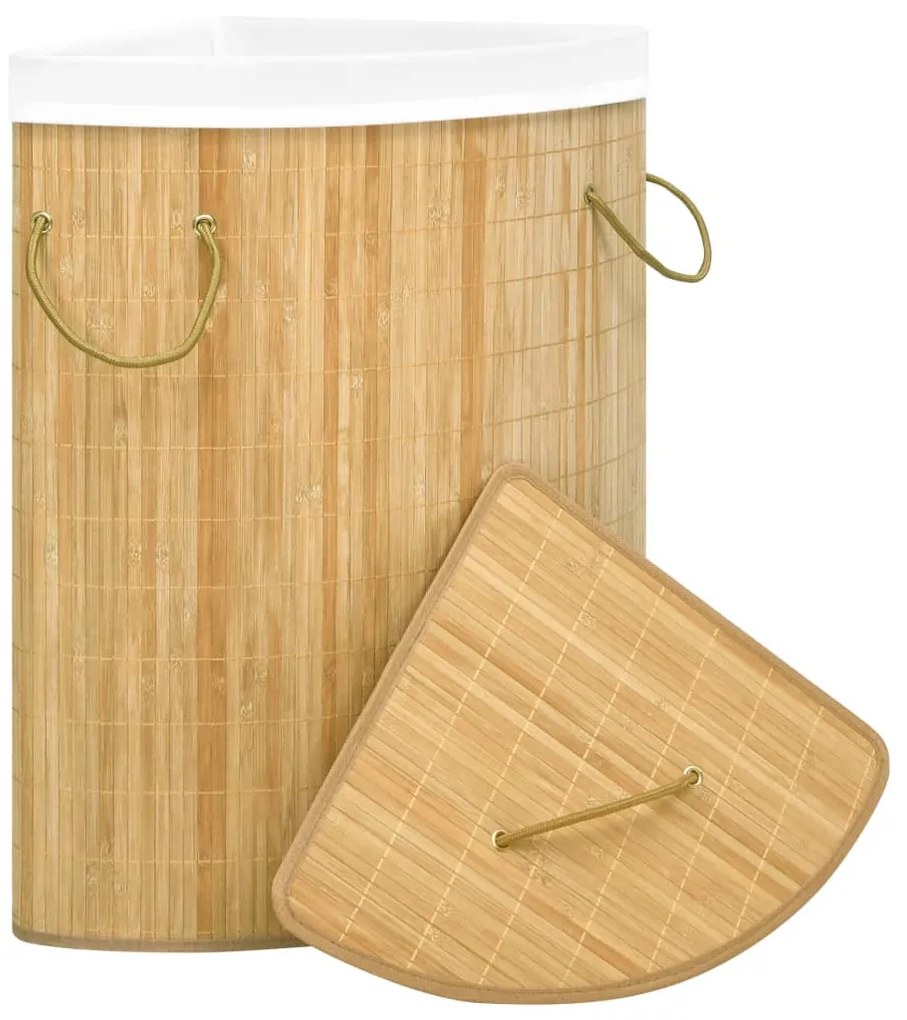Cos de rufe din bambus de colt, 60 L 1, Maro deschis