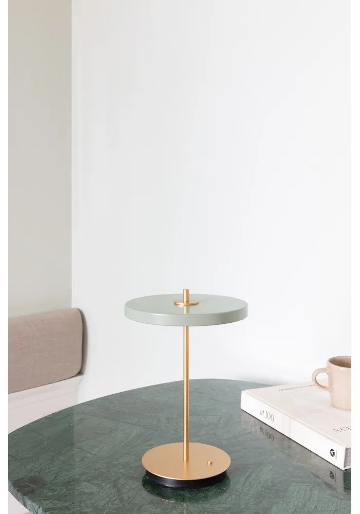 Veioză verde-deschis LED cu intensitate reglabilă cu abajur din metal (înălțime 31 cm) Asteria Move – UMAGE