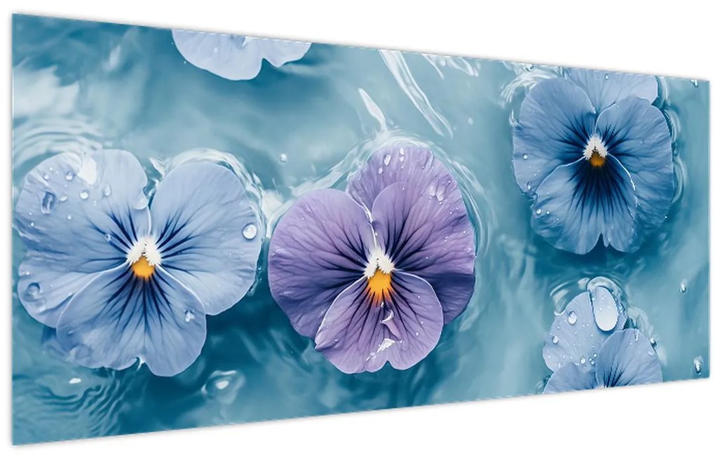Tablou - Violete în apă (120x50 cm)