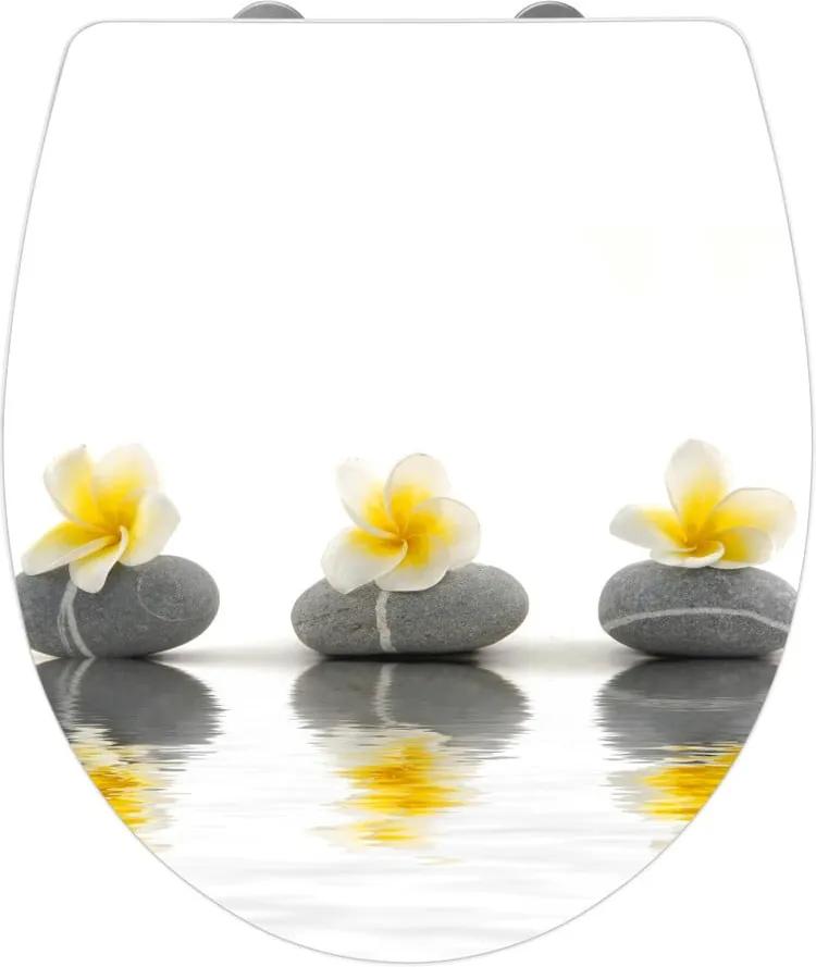 Capac WC cu închidere lentă Wenko Stone with Flowers , 45 x 38,8 cm
