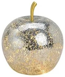 Decoratiune mar luminos din sticla cu LED, Silver Apple 17 cm