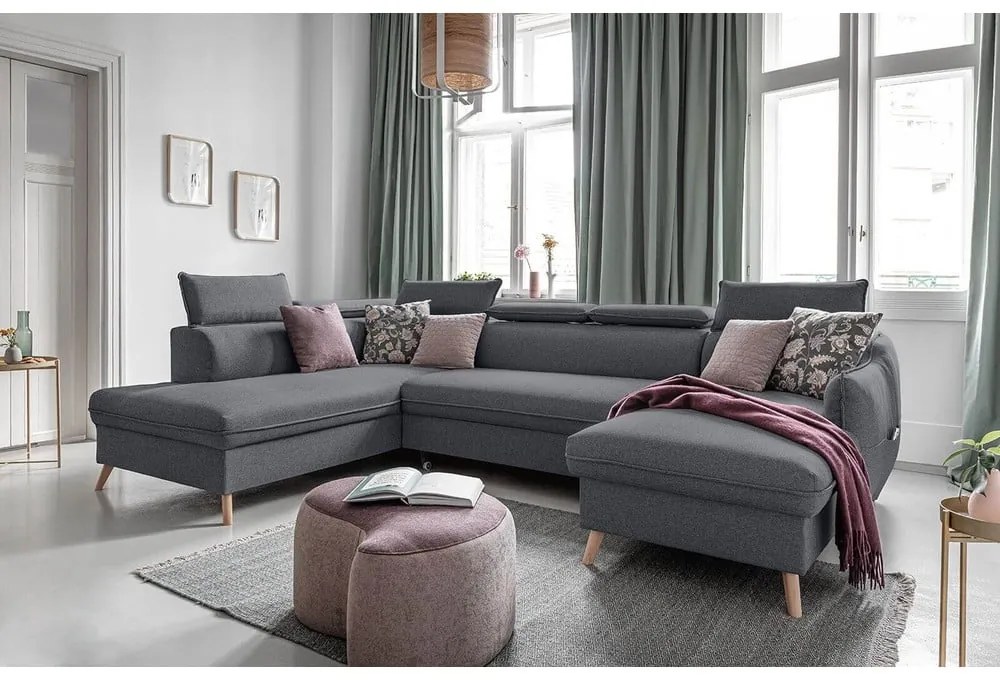 Colțar gri închis extensibil (cu colț pe partea stângă ) Sweet Harmony – Miuform