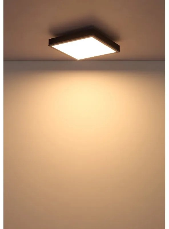 Plafoniera LED aluminiu argintiu, MDF gri DORO 30x30cm