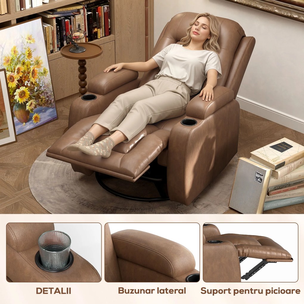 HOMCOM Fotoliu de Masaj cu Încălzire, Înclinare la 150°, 8 Puncte de Masaj și Telecomandă, 85x94x104 cm, Negru | Aosom Romania