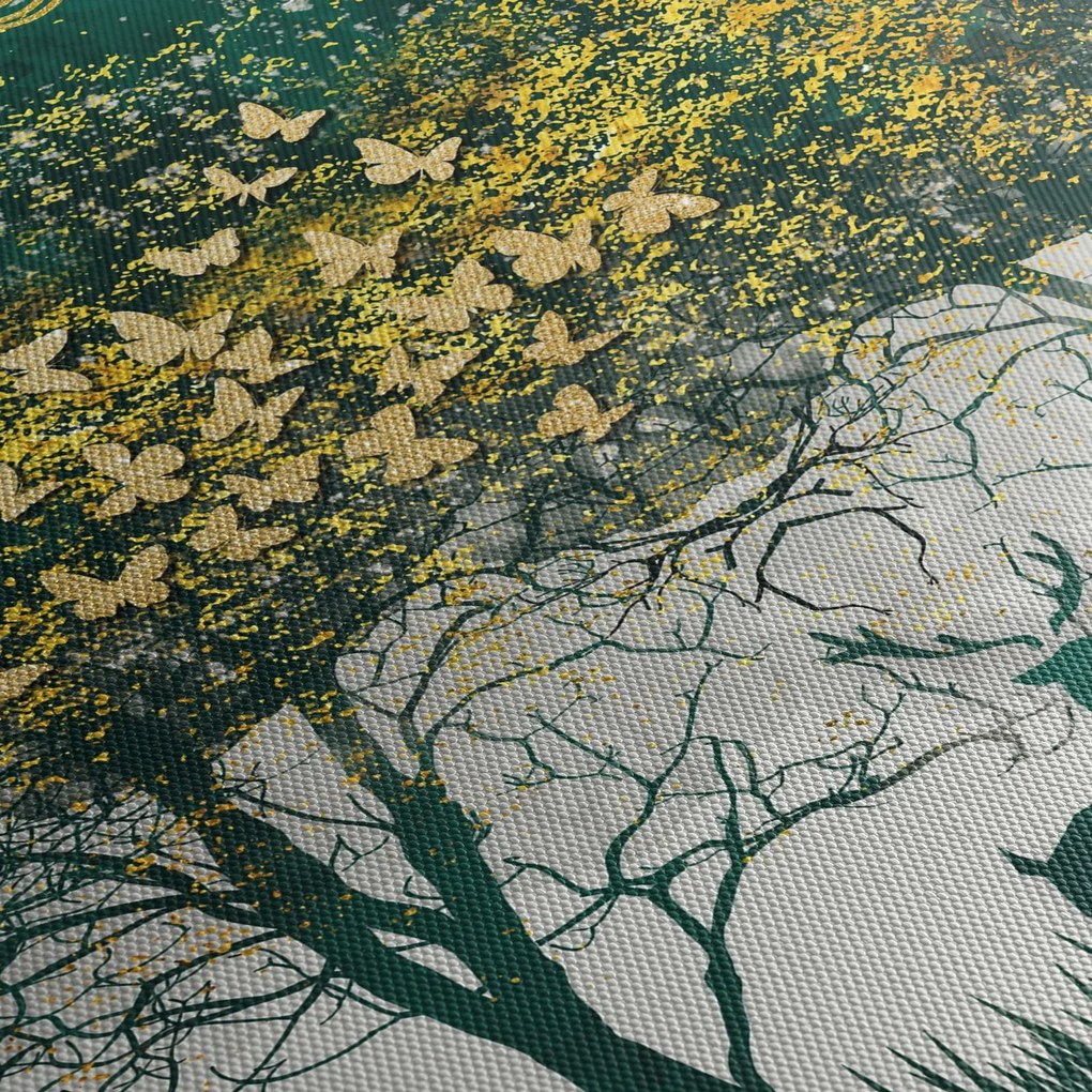 Tablou - Căprioare în pădurea verde (90x60 cm)