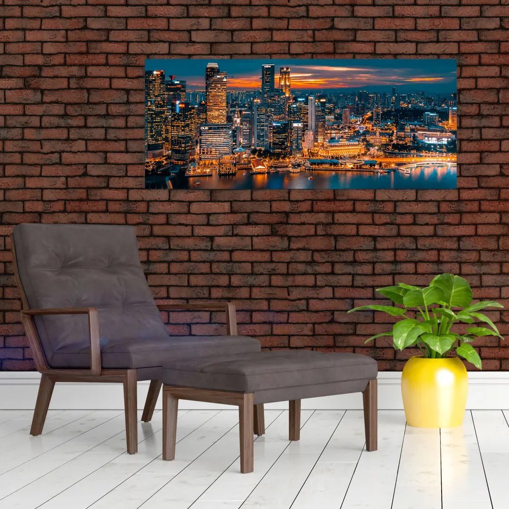 Tablou cu orașul nocturn (120x50 cm)