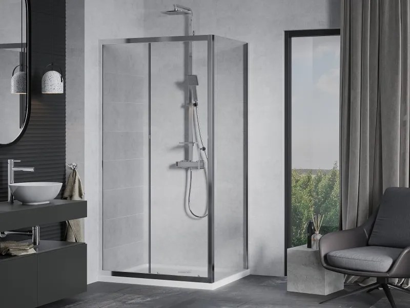 Mexen Apia cabina de duș glisantă 120 x 90 cm, transparent, crom + cădiță plată - 840-120-090-01-00-4010