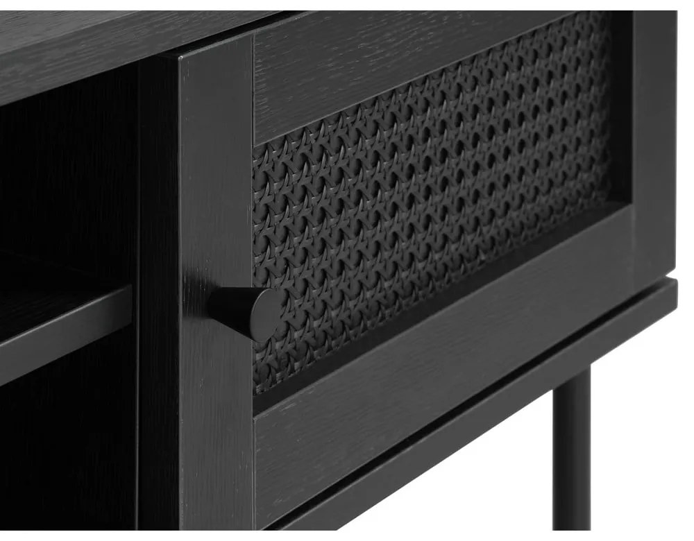 Masă TV neagră cu aspect de lemn de stejar 120x43 cm Pensacola – Unique Furniture