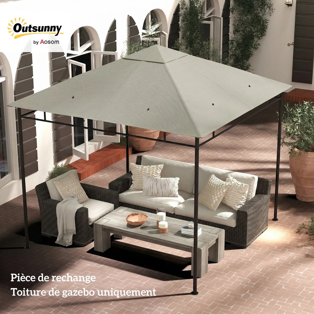 Outsunny Pânză de schimb pentru pavilion tonelă cort acoperiş de înlocuire gazebo de grădină poliester 180 g/m² 3 x 3 m gri | Aosom Romania