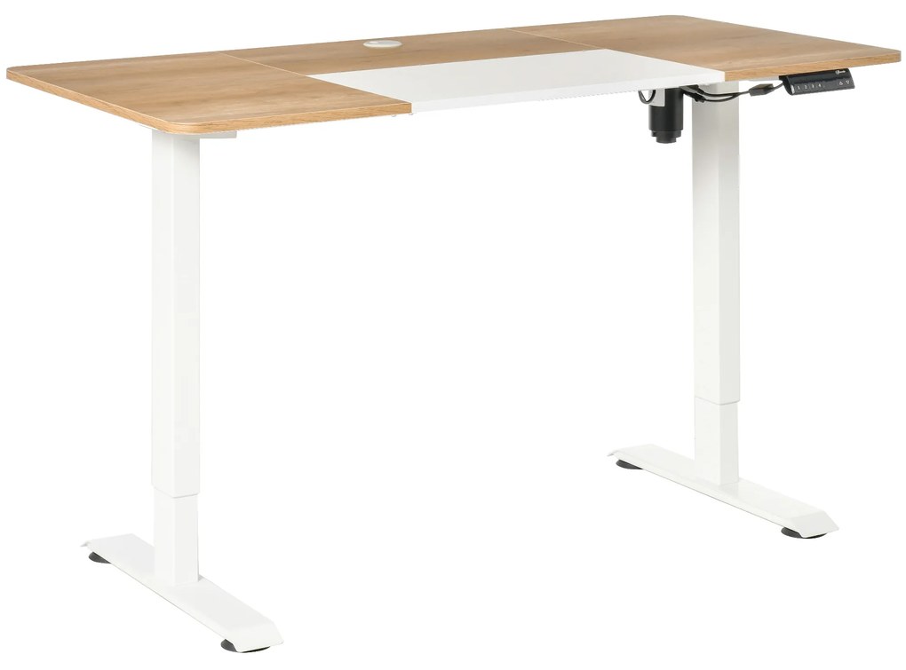 Birou Înălțime Reglabilă Electric Vinsetto 140 x 70 cm Birou de Calculator cu 4 Setări de Memorare, Blat de Masă din 4 Părți, Birou Stand-Sit cu Anti-Coliziune, Protecție la Suprasarcină Alb | Aosom Romania