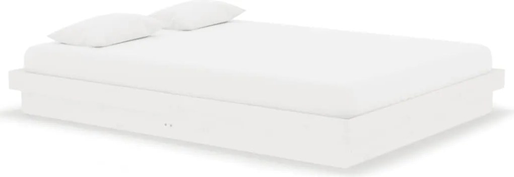 vidaXL Cadru de pat dublu, alb, 135x190 cm, lemn masiv