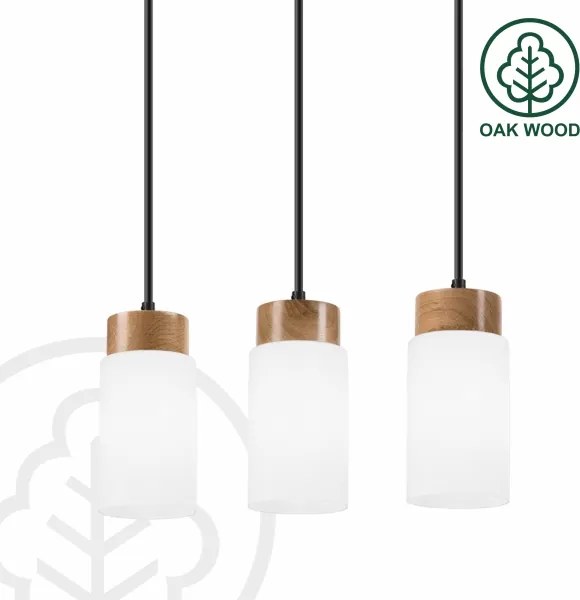 Lustră cu cablu MARKUS 3xE27/15W/230V negru/stejar