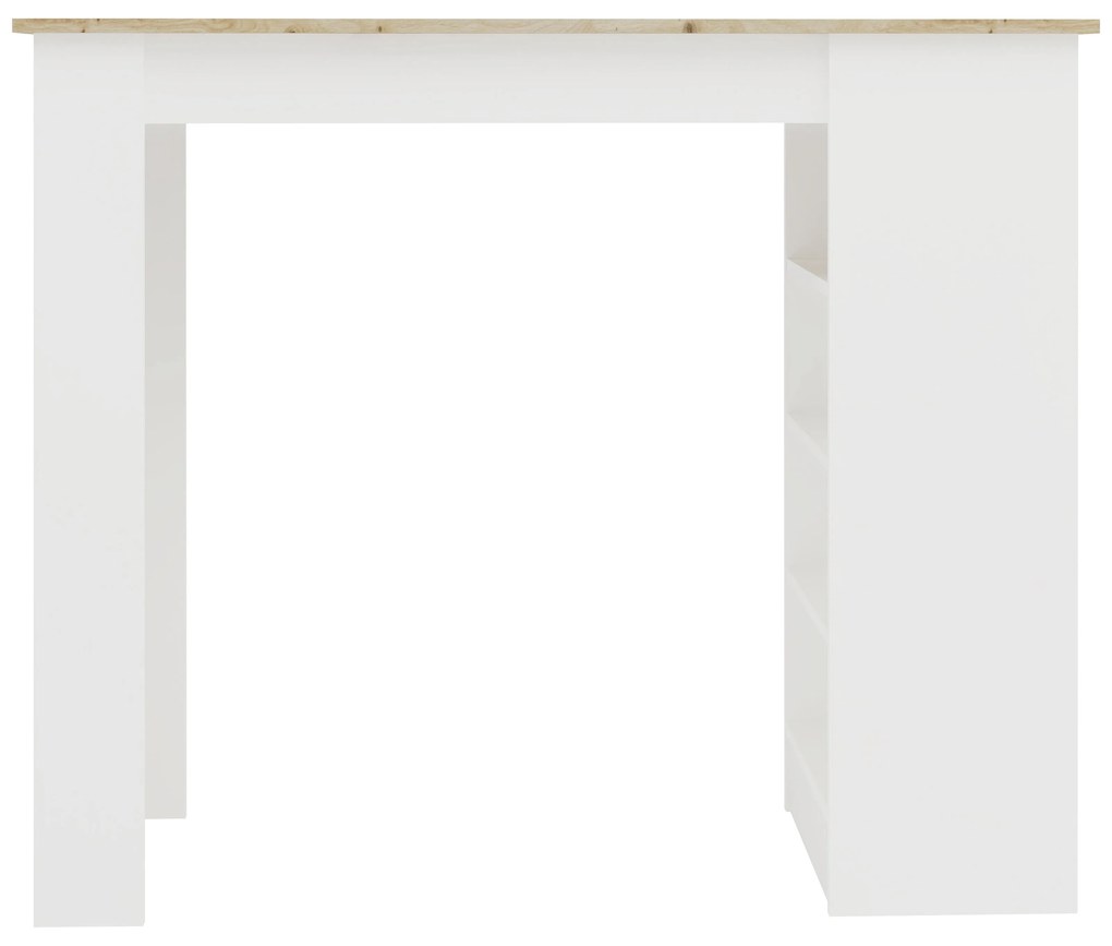 Masa Bar Vista, 4 rafturi, Alb/Stejar Artisan, 120 x 50 x 100 cm