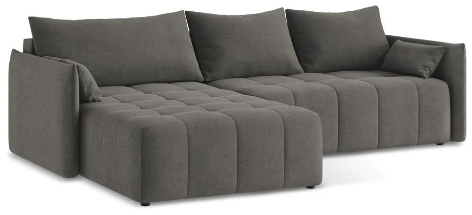 Colțar gri închis extensibil/cu spațiu de depozitare (cu colț pe partea stângă/cu șezlong) Moku – Makamii