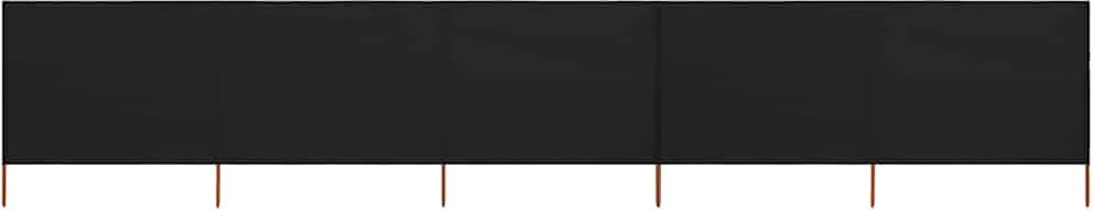 vidaXL Paravan anti-vânt cu 5 panouri, negru, 600 x 80 cm, textil