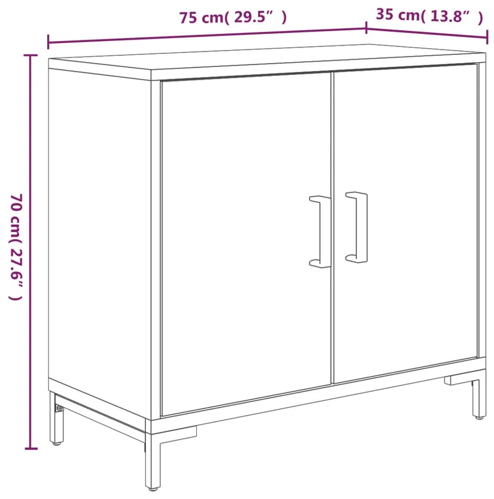 Servanta, maro, 75x35x70 cm, lemn masiv de pin reciclat 1, Maro