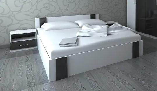 Set dormitor Bora cu saltea 160 cm alb si negru luciu