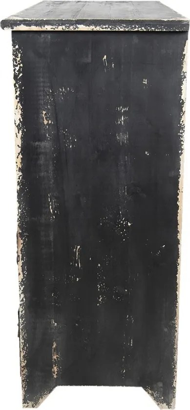 Comodă cu multe sertare, vintage, din lemn, negru, cu 16 sertare și mânere inel din metal, 96 x 96 x 40 cm, „Marquise”