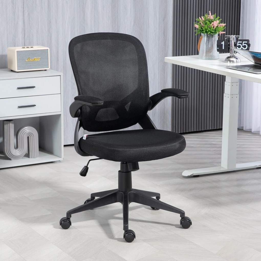 HOMCOM Scaun de Birou Ergonomic cu Înălțime Reglabilă, Scaun de Birou cu Balansoar și Țesătură Respirabilă, 59x58x96-106 cm, Negru | Aosom Romania