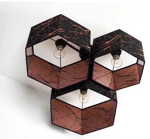 Lustră aplicată Duolla ROLLER TRIO HEX 3xE27/15W/230V negru/cupru