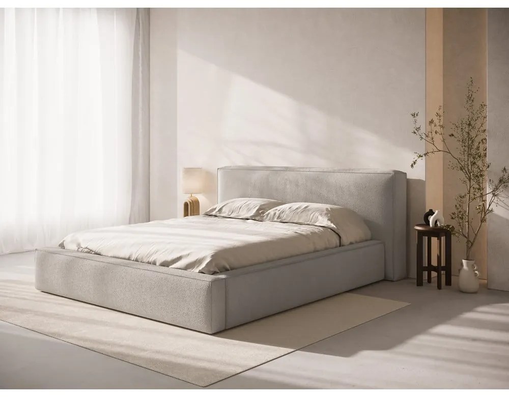 Tăblie de pat gri deschis tapițată 249x100 cm Olivia – Micadoni