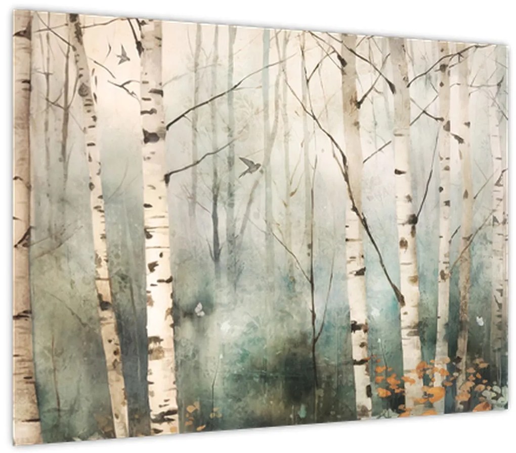 Tablou pe sticlă - Desenarea unui model de pădure (70x50 cm)